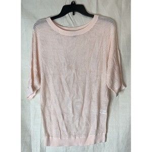 Express 100% rayon loose knit dolman sleeve sweater sheer blouse s/p peach pink
